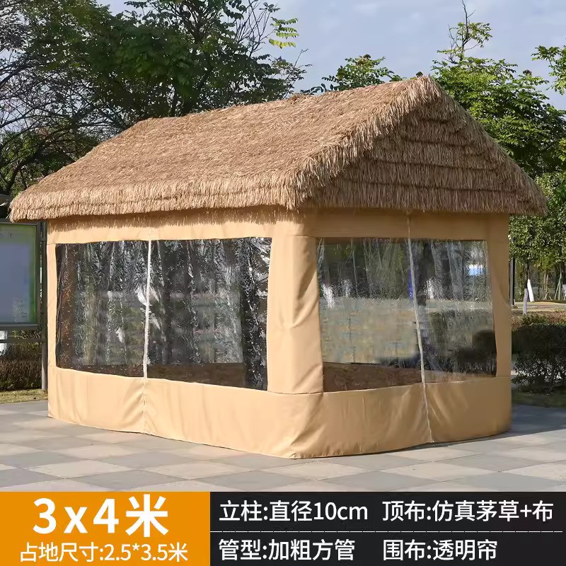 Cloud roof thatch 3x4 meters [with transparent cloth] Column 10cm