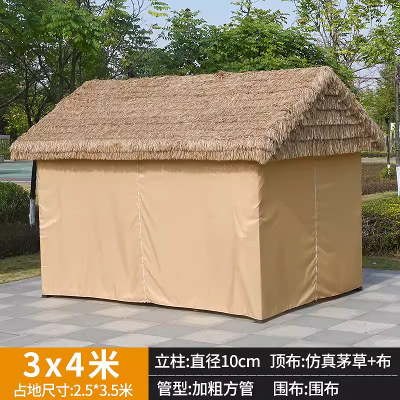 Cloud roof thatch 3x4 meters [with fence] Column 10cm